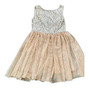 Tan Sleeveless Midi Dress with Pleated Skirt size small